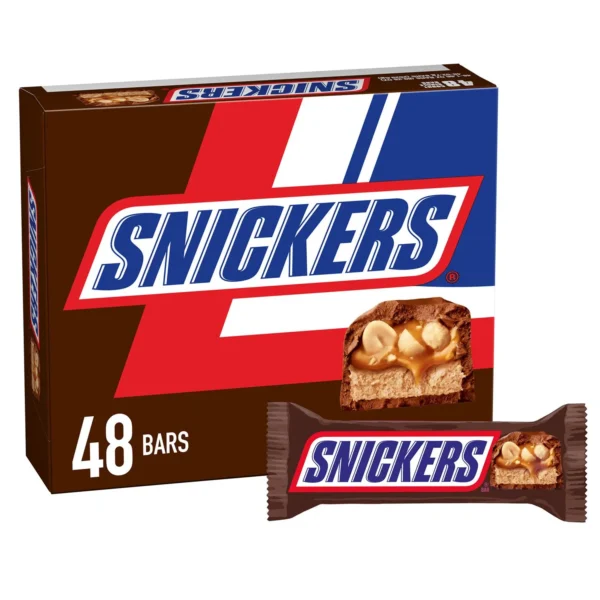 Snickers Barras de Chocolate con Leche, Tamaño Regular, 1.86 oz, Paquete de 48